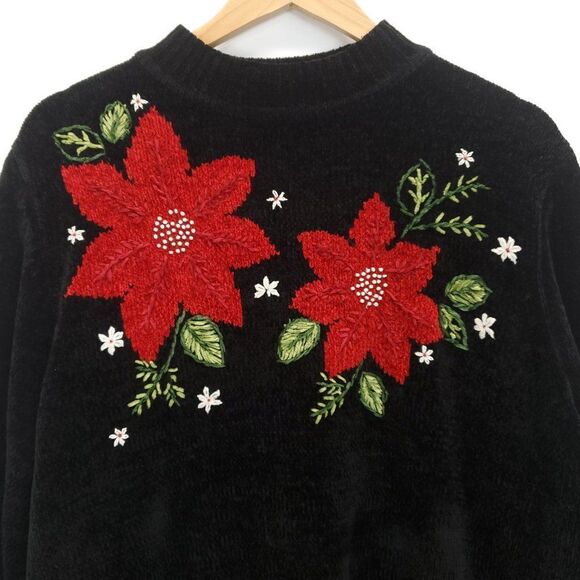 Alfred Dunner Poinsettia Pullover Holiday Sweater - Picture 4 of 11